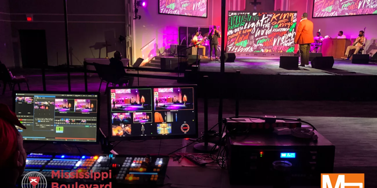 MCC Audio Visual solutions, lighting, sound and video production installed at Mississippi Blvd Church Southwind