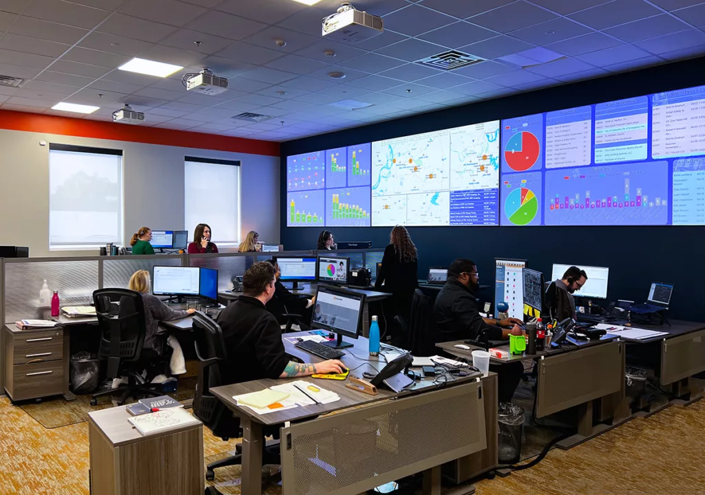 MCC Service Operations Center with audio visual digital signage and sound masking