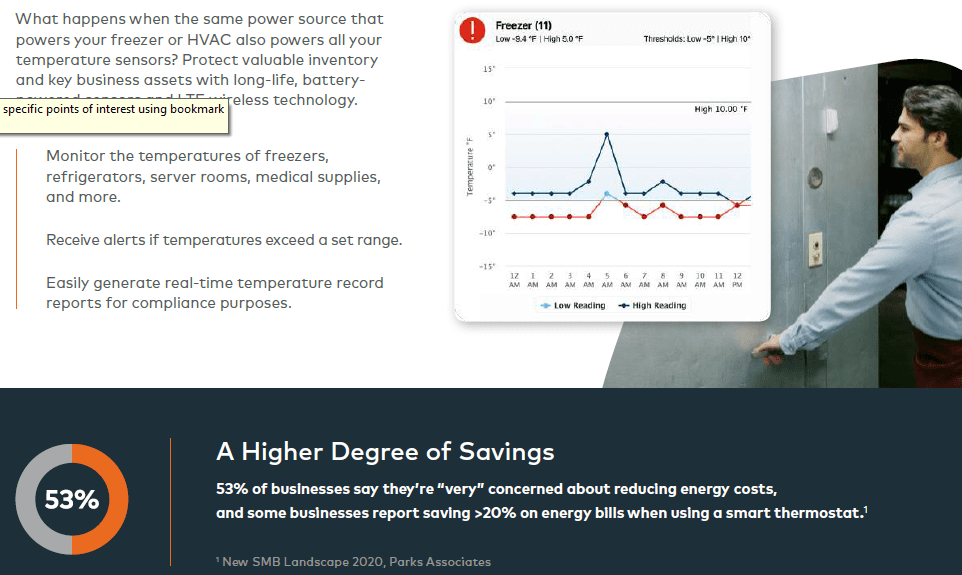 Screenshot of an MCC Secure Energy management flyer discussing the benefits of using MCC Secure to manage your HVAC and electricity use.