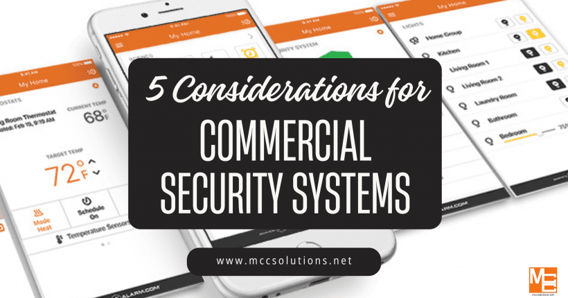5 Considerations for Commercial Security Systems blog post graphic