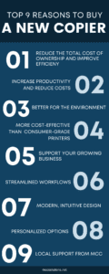 Top 9 reasons to buy a new copier infographic